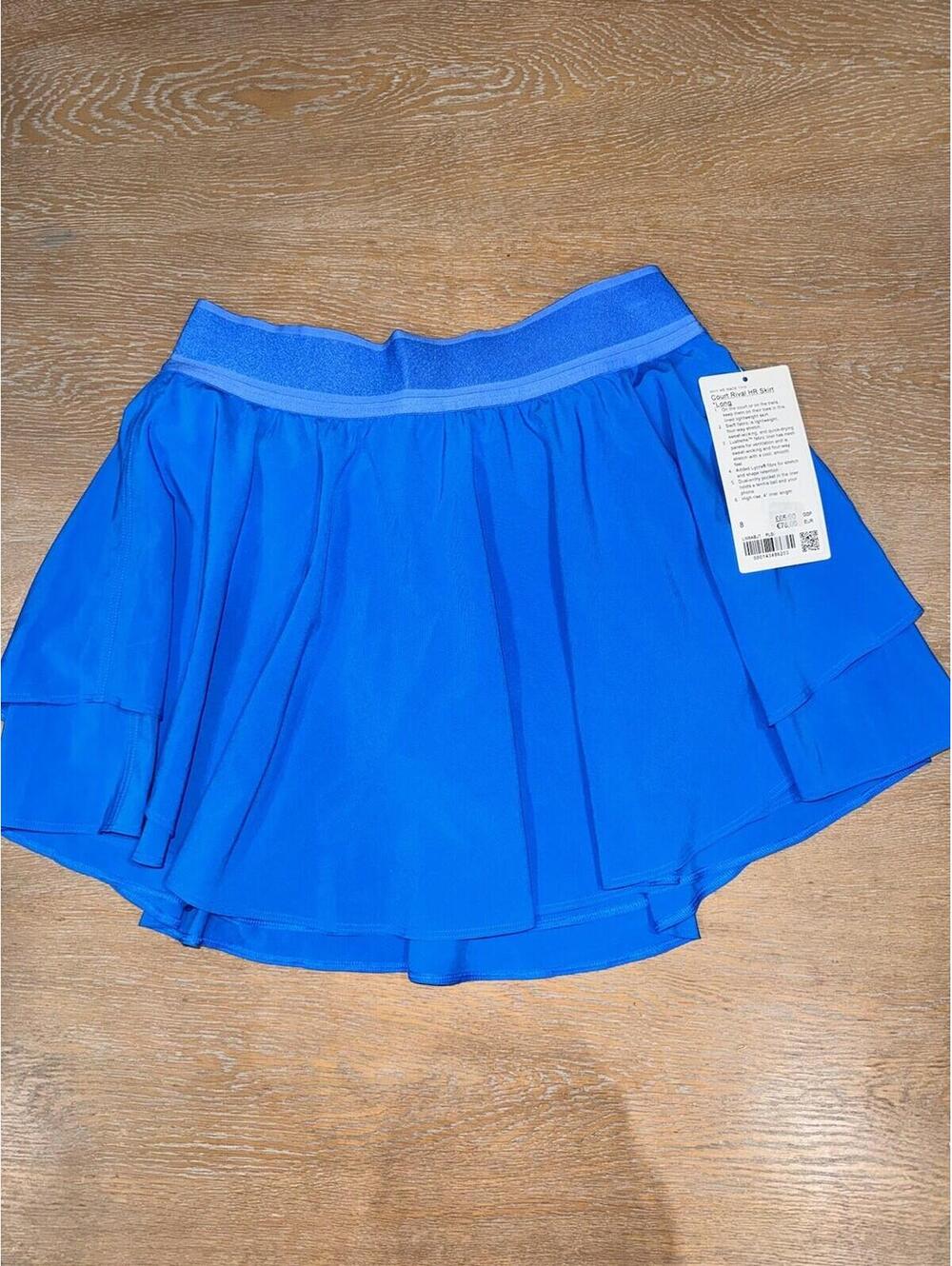 Lululemon Court Rival High Rise Skirt Long Size 8 Poolside Blue PLSI NWT